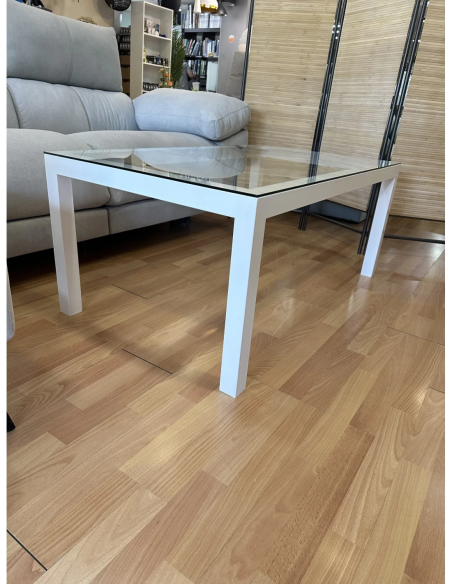 Conjunto Mesa Camilla Rectangular Forja Elevable Blanca