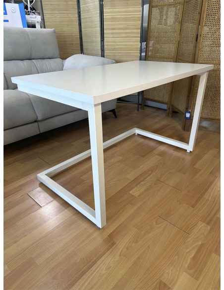 Conjunto Mesa Camilla Rectangular de Forja Relax - Color Blanco