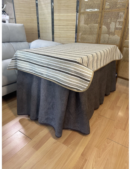 Conjunto Mesa Camilla Rectangular de Forja Relax - Color Negro - Encimera de Madera con Vetas Negras