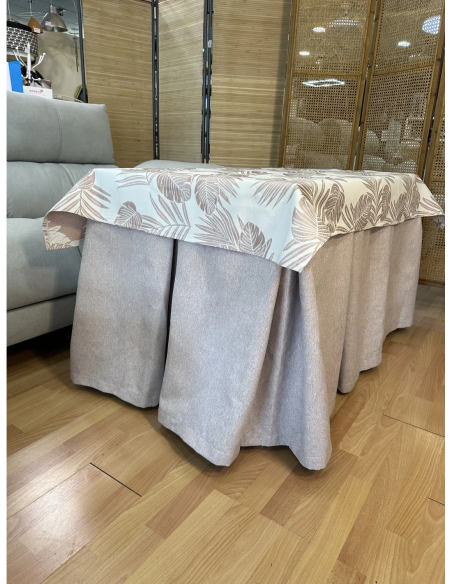 Conjunto Mesa Camilla Rectangular de Forja Relax - Color Negro - Encimera de Madera con Vetas Negras