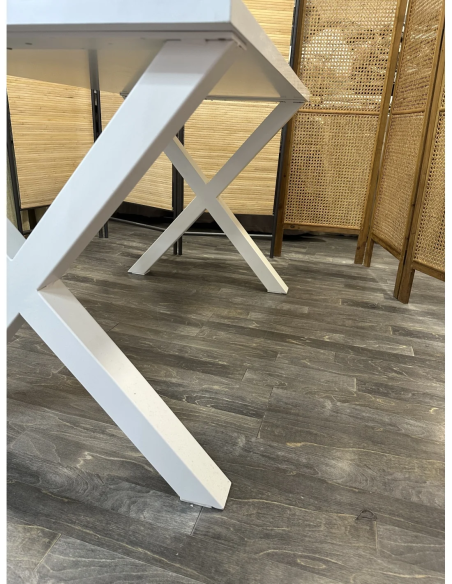 Conjunto Mesa Camilla Forja en forma de X - Color Blanco