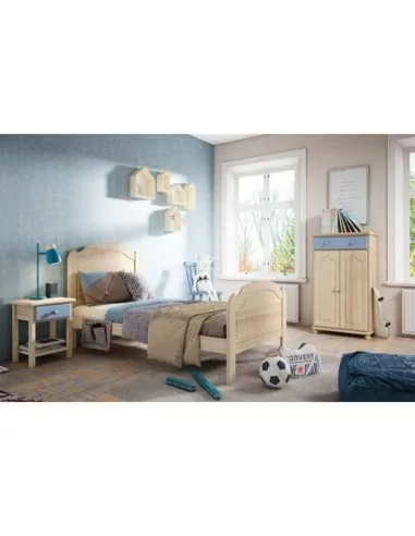 dormitorio juvenil cama bancada con comoda en madera clasico