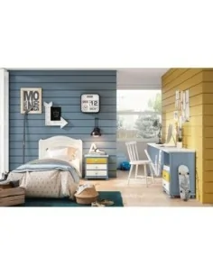 dormitorio juvenil cama bancada con escritorio en madera clasico