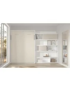 Dormitorio cama abatible con estanteria modular moderno