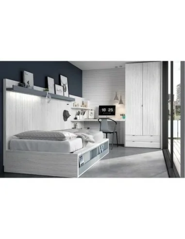 Dormitorio juvenil cama canape modular con escritorio y armario