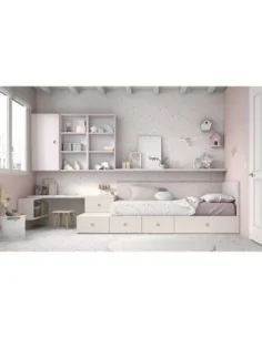 Dormitorio juvenil cama nido modular con cajones y escritorio rincon