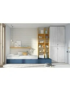 Dormitorio juvenil cama nido modular con cajones