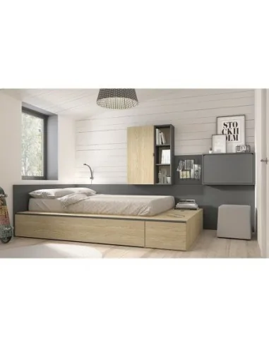 Dormitorio juvenil con cama nido modular moderno