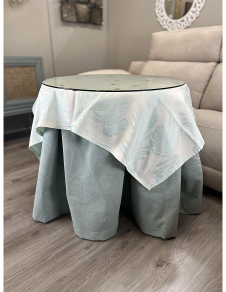 Ropa Redonda Antimanchas Aterciopelada Verde / Tapete palmeras verde