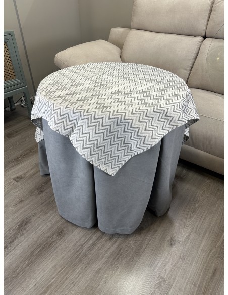 Ropa Redonda de Camilla Antimanchas Gris con Tapete Torino Gris