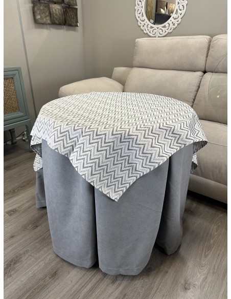 Ropa Redonda de Camilla Antimanchas Gris con Tapete Torino Gris