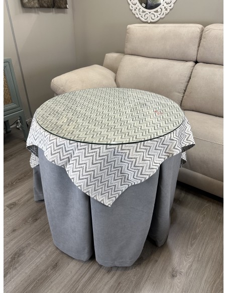 Ropa Redonda de Camilla Antimanchas Gris con Tapete Torino Gris