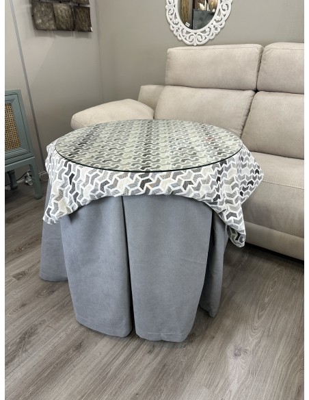 Ropa Redonda de Camilla Antimanchas Gris con Tapete color Prisma