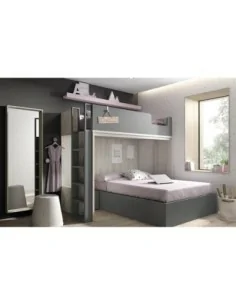 Dormitorio juvenil litera con canape moderno