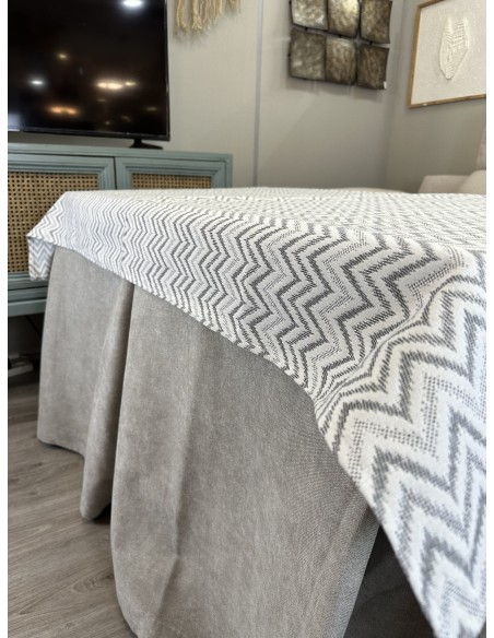 Ropa de Mesa de Camilla Antimanchas Aterciopelada Triple Grueso Gris Claro Moderno con Tapete Deluxe