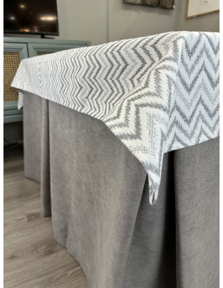 Ropa de Mesa de Camilla Antimanchas Aterciopelada Triple Grueso Gris Moderno con Tapete Deluxe