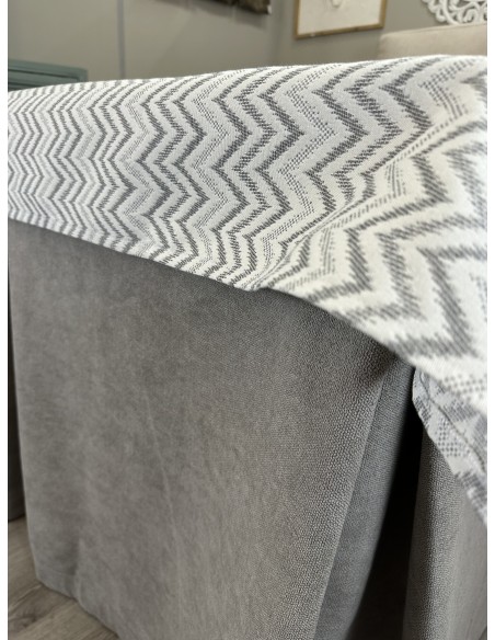 Ropa de Mesa de Camilla Antimanchas Aterciopelada Triple Grueso Gris Moderno con Tapete Deluxe