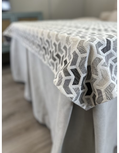 Ropa de Mesa de Camilla Antimanchas Aterciopelada Triple Grueso Gris Perla con Tapete Deluxe Covap Prisma