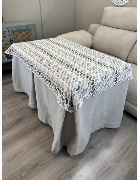 Ropa de Mesa de Camilla Antimanchas Aterciopelada Triple Grueso Gris Perla con Tapete Deluxe Covap Prisma