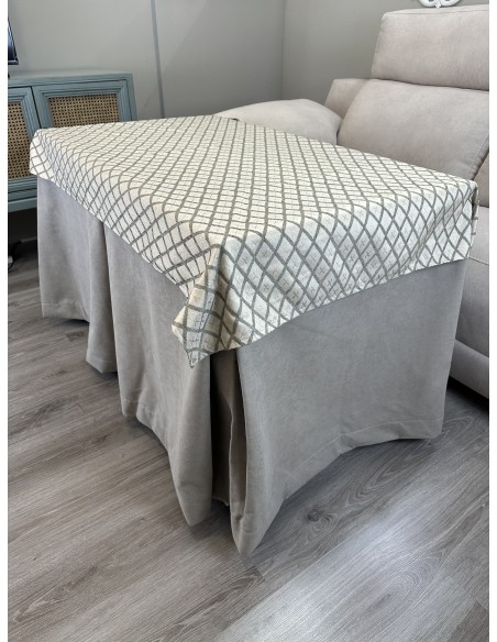 Ropa de Mesa de Camilla Antimanchas Aterciopelada Triple Grueso Gris Perla con Tapete Deluxe Miranda