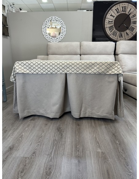 Ropa de Mesa de Camilla Antimanchas Aterciopelada Triple Grueso Gris Perla con Tapete Deluxe Miranda