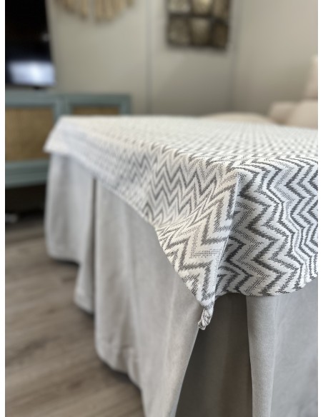 Ropa de Mesa de Camilla Antimanchas Aterciopelada Triple Grueso Gris Perla con Tapete Deluxe Torino Gris
