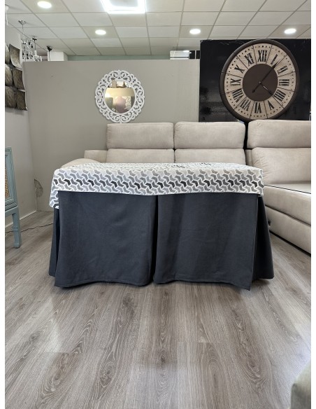 Ropa de Mesa de Camilla Antimanchas Aterciopelada Triple Grueso Marengo con Tapete Deluxe Covap Gris