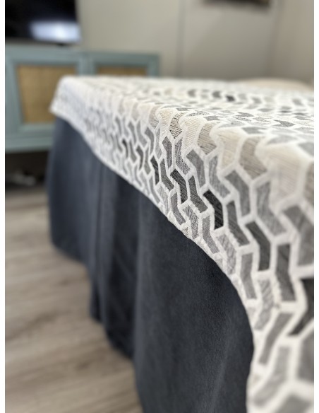 Ropa de Mesa de Camilla Antimanchas Aterciopelada Triple Grueso Marengo con Tapete Deluxe Covap Gris