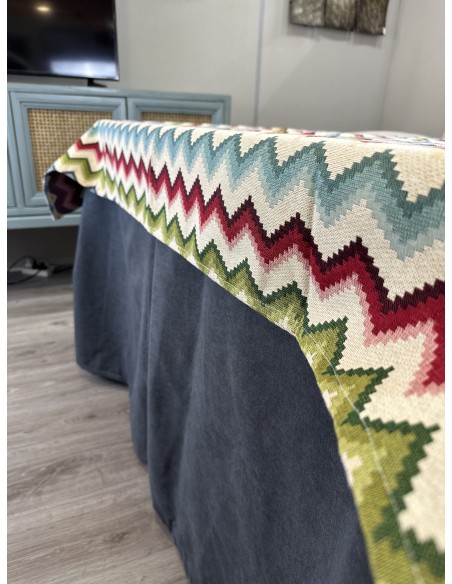 Ropa de Mesa de Camilla Antimanchas Aterciopelada Triple Grueso Marengo con Tapete Deluxe Libélula