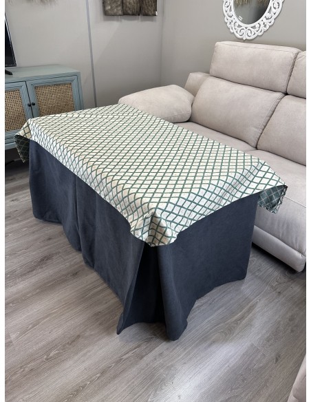 Ropa de Mesa de Camilla Antimanchas Aterciopelada Triple Grueso Marengo con Tapete Deluxe Miranda