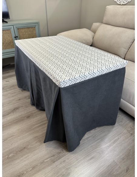 Ropa de Mesa de Camilla Antimanchas Aterciopelada Triple Grueso Marengo con Tapete Deluxe Cosido