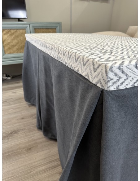 Ropa de Mesa de Camilla Antimanchas Aterciopelada Triple Grueso Marengo con Tapete Deluxe Cosido