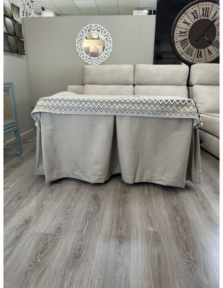 Ropa de Mesa de Camilla Antimanchas Aterciopelada Triple Grueso Nature Beige con Tapete Deluxe Tierra