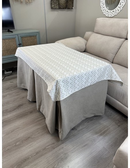 Ropa de Mesa de Camilla Antimanchas Aterciopelada Triple Grueso Nature Beige con Tapete Deluxe Torino Beige