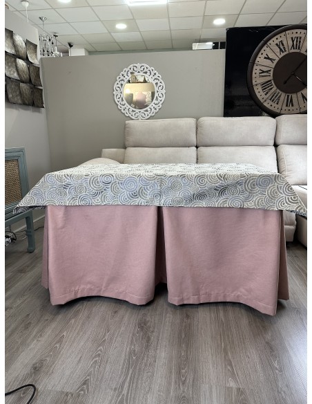 Ropa de Mesa de Camilla Antimanchas Aterciopelada Triple Grueso Nature Rosa con Tapete Deluxe Círculos