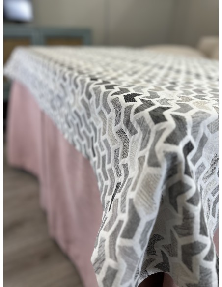 Ropa de Mesa de Camilla Antimanchas Aterciopelada Triple Grueso Nature Rosa con Tapete Deluxe Covac