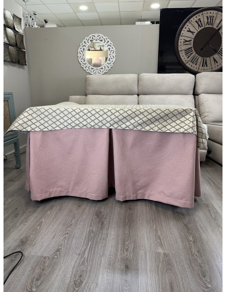 Ropa de Mesa de Camilla Antimanchas Aterciopelada Triple Grueso Nature Rosa con Tapete Deluxe Miranda