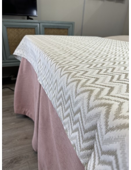 Ropa de Mesa de Camilla Antimanchas Aterciopelada Triple Grueso Nature Rosa con Tapete Deluxe Torino Beige