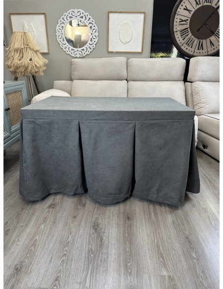 Ropa de Mesa Camilla Antimanchas Aterciopelada Triple Grueso Reforzada 10 pliegues profundos Gris