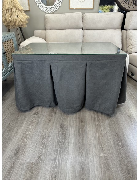 Ropa de Mesa Camilla Antimanchas Aterciopelada Triple Grueso Reforzada 10 pliegues profundos Gris