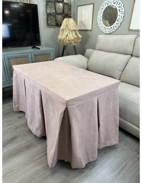 Ropa de Mesa Camilla Antimanchas Aterciopelada Triple Grueso Reforzada 10 pliegues profundos Rosa
