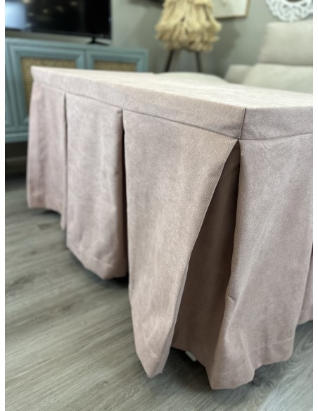 Ropa de Mesa Camilla Antimanchas Aterciopelada Triple Grueso Reforzada 10 pliegues profundos Rosa