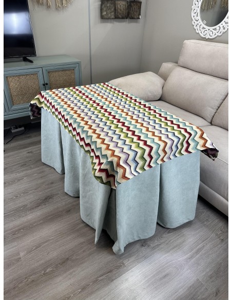 Ropa de Mesa Camilla Antimanchas Aterciopelada Triple Grueso Reforzada 10 pliegues Kumar Agua con Tapete Libélula