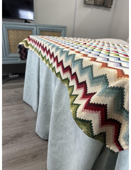 Ropa de Mesa Camilla Antimanchas Aterciopelada Triple Grueso Reforzada 10 pliegues Kumar Agua con Tapete Libélula