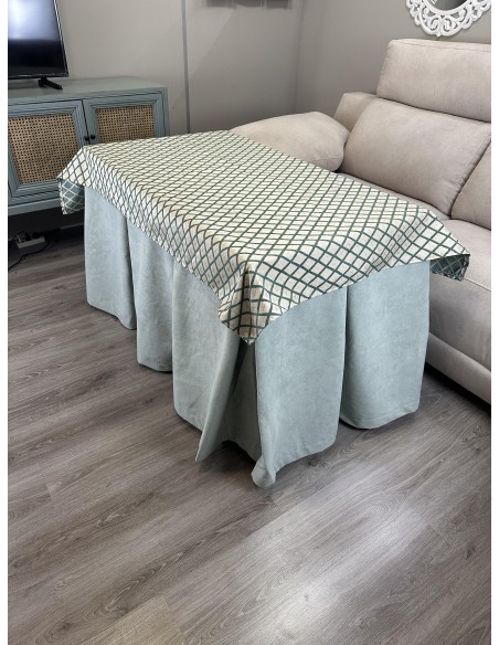 Ropa de Mesa Camilla Antimanchas Aterciopelada Triple Grueso Reforzada 10 pliegues Kumar Agua con Tapete Miranda