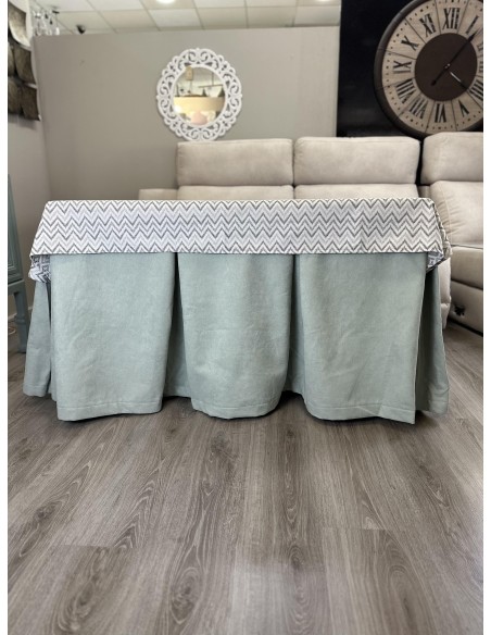 Ropa de Mesa Camilla Antimanchas Aterciopelada Triple Grueso Reforzada 10 pliegues Kumar Agua con Tapete Torino Gris