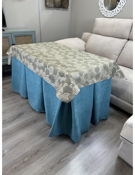 Ropa de Mesa Camilla Antimanchas Aterciopelada Triple Grueso Reforzada 10 pliegues Kumar Verde con Tapete Círculos Verde