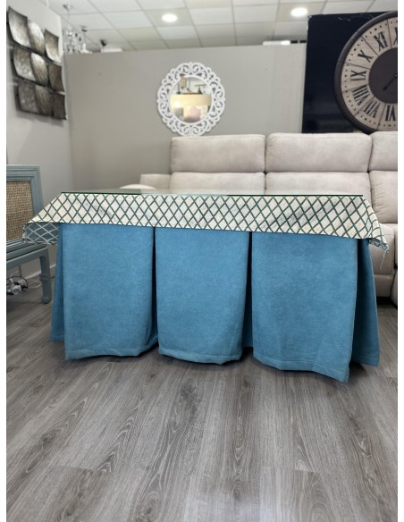 Ropa de Mesa Camilla Antimanchas Aterciopelada Triple Grueso Reforzada 10 pliegues Kumar Verde con Tapete Miranda