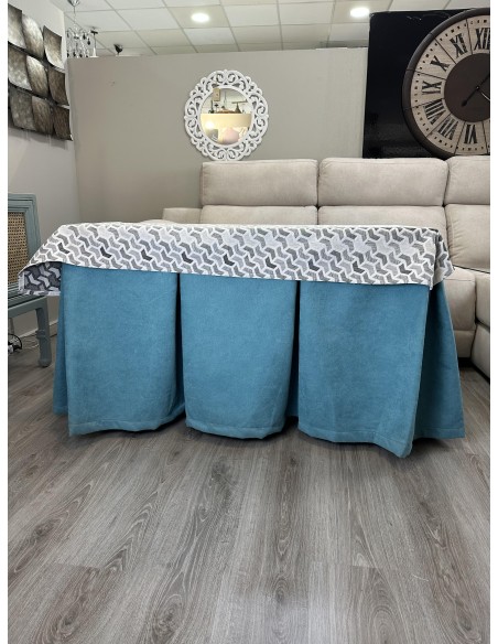 Ropa de Mesa Camilla Antimanchas Aterciopelada Triple Grueso Reforzada 10 pliegues Kumar Verde con Tapete Prisma Covac