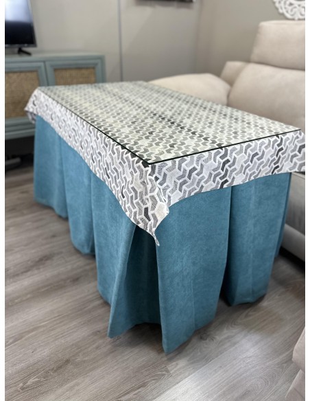 Ropa de Mesa Camilla Antimanchas Aterciopelada Triple Grueso Reforzada 10 pliegues Kumar Verde con Tapete Prisma Covac